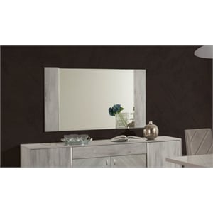 Pemberly Row Rectangular Gray Glass Buffet Mirror with Inward Frame Design