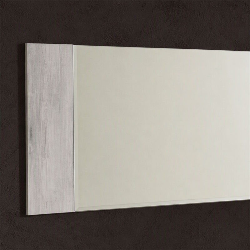 Pemberly Row Rectangular Gray Glass Buffet Mirror with Inward Frame Design