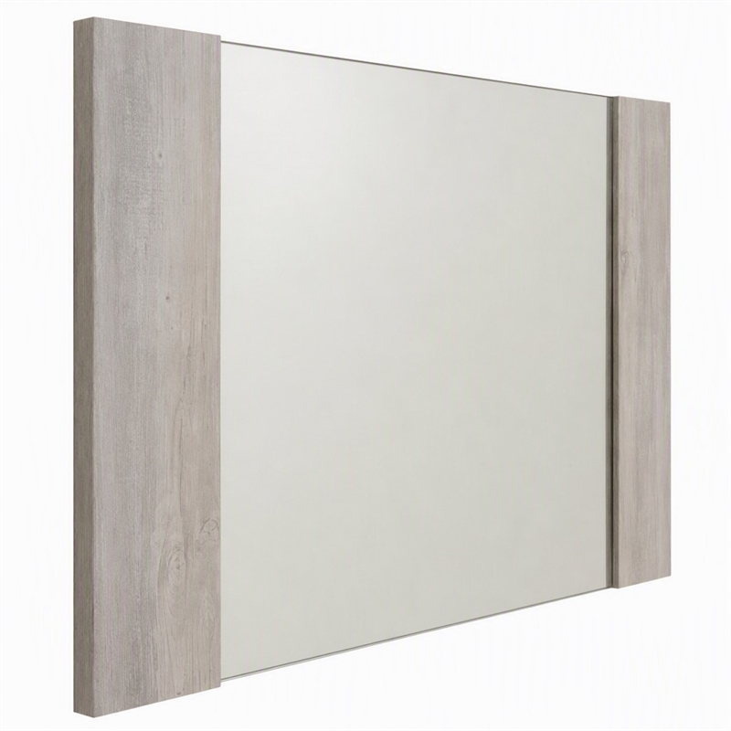 Pemberly Row Rectangular Gray Glass Buffet Mirror with Inward Frame Design