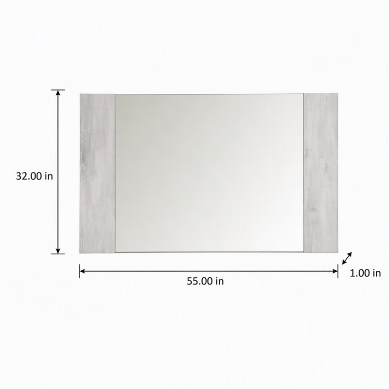 Pemberly Row Rectangular Gray Glass Buffet Mirror with Inward Frame Design