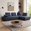 Pemberly Row Modular Sectional Sofa in Blue Fabric Upholstery