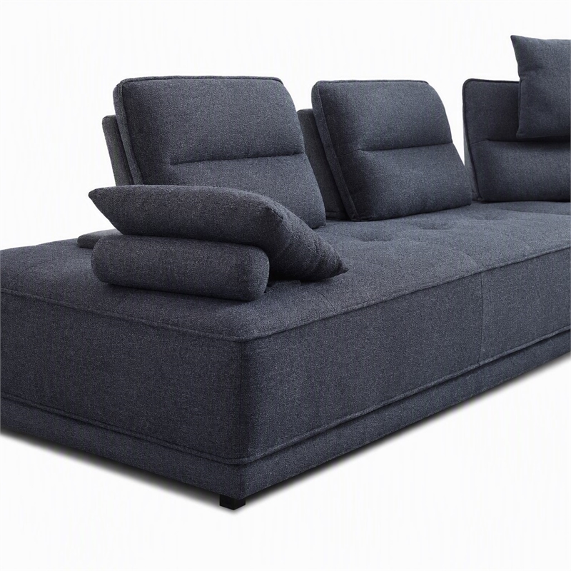 Pemberly Row Modular Sectional Sofa in Blue Fabric Upholstery