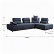 Pemberly Row Modular Sectional Sofa in Blue Fabric Upholstery