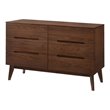Pemberly Row 6-Drawer Walnut Veneer and Solid Rubberwood Dresser
