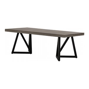 Pemberly Row Concrete and Metal Coffee Table in Gray and Black