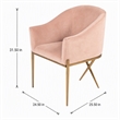 Pemberly Row Pink Velvet Accent Chair with Gold Stainless Steel Legs