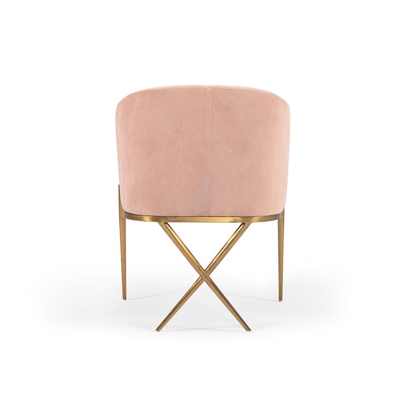 Pemberly Row Pink Velvet Accent Chair with Gold Stainless Steel Legs