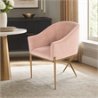 Pemberly Row Pink Velvet Accent Chair with Gold Stainless Steel Legs