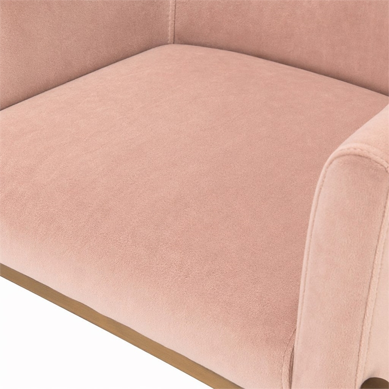 Pemberly Row Pink Velvet Accent Chair with Gold Stainless Steel Legs