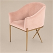 Pemberly Row Pink Velvet Accent Chair with Gold Stainless Steel Legs