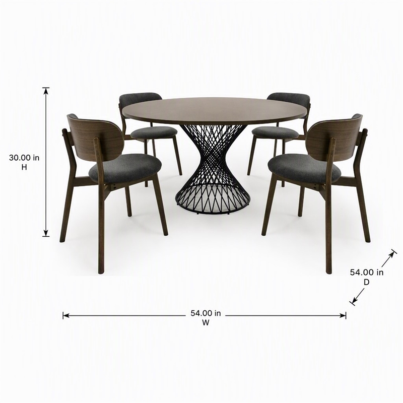 Pemberly Row Walnut Wood and Metal Dining Table with Pedestal Base