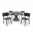 Pemberly Row Walnut Wood and Metal Dining Table with Pedestal Base