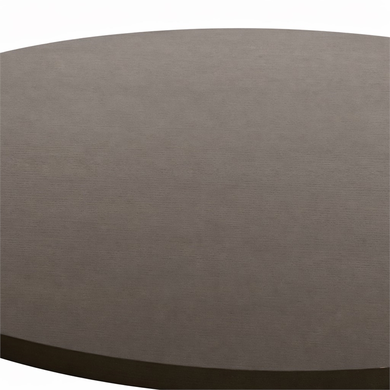 Pemberly Row Walnut Wood and Metal Dining Table with Pedestal Base