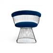 Pemberly Row Windsor Back Velvet Dining Chair with Steel Base in Blue