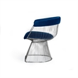 Pemberly Row Windsor Back Velvet Dining Chair with Steel Base in Blue