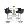 Pemberly Row Round Glass Bar Table with Metal Base in Black Finish