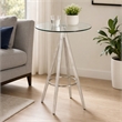 Pemberly Row Round Glass Bar Table with Metal Base in Black Finish