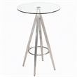 Pemberly Row Round Glass Bar Table with Metal Base in Black Finish
