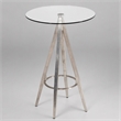 Pemberly Row Round Glass Bar Table with Metal Base in Black Finish