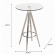 Pemberly Row Round Glass Bar Table with Metal Base in Black Finish