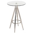 Pemberly Row Round Glass Bar Table with Metal Base in Black Finish