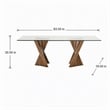 Pemberly Row Rectangular Mid-Century Glass Dining Table in Walnut Finish