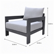 Pemberly Row Modern Outdoor Aluminum Lounge Chair with Cushions in Gray