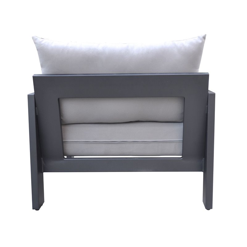 Pemberly Row Modern Outdoor Aluminum Lounge Chair with Cushions in Gray