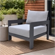 Pemberly Row Modern Outdoor Aluminum Lounge Chair with Cushions in Gray