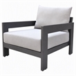 Pemberly Row Modern Outdoor Aluminum Lounge Chair with Cushions in Gray