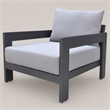 Pemberly Row Modern Outdoor Aluminum Lounge Chair with Cushions in Gray