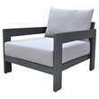 Pemberly Row Modern Outdoor Aluminum Lounge Chair with Cushions in Gray