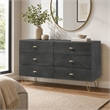 Pemberly Row Modern 6-Drawer Veneer Wood Dresser in Gray and Gold