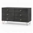Pemberly Row Modern 6-Drawer Veneer Wood Dresser in Gray and Gold