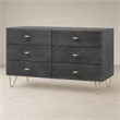 Pemberly Row Modern 6-Drawer Veneer Wood Dresser in Gray and Gold