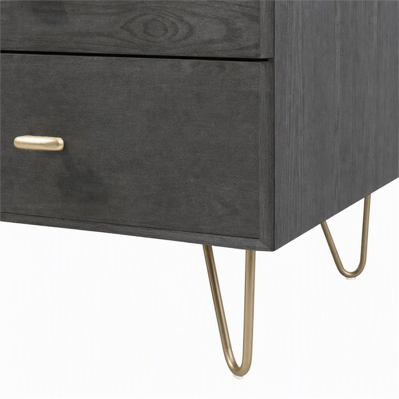 Pemberly Row Modern 6-Drawer Veneer Wood Dresser in Gray and Gold