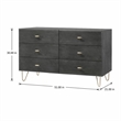 Pemberly Row Modern 6-Drawer Veneer Wood Dresser in Gray and Gold