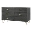 Pemberly Row Modern 6-Drawer Veneer Wood Dresser in Gray and Gold