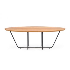 Pemberly Row Industrial Veneer Wood Coffee Table with Black Trestle Base