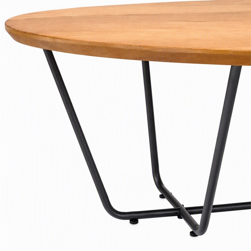 Pemberly Row Industrial Veneer Wood Coffee Table with Black Trestle Base
