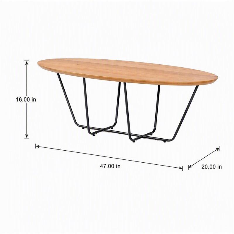 Pemberly Row Industrial Veneer Wood Coffee Table with Black Trestle Base