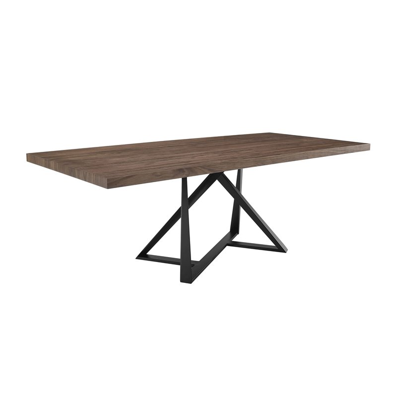 Pemberly Row Rectangular Wood & Metal Dining Table in Walnut & Black