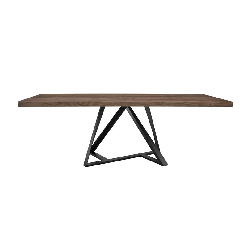 Pemberly Row Rectangular Wood & Metal Dining Table in Walnut & Black