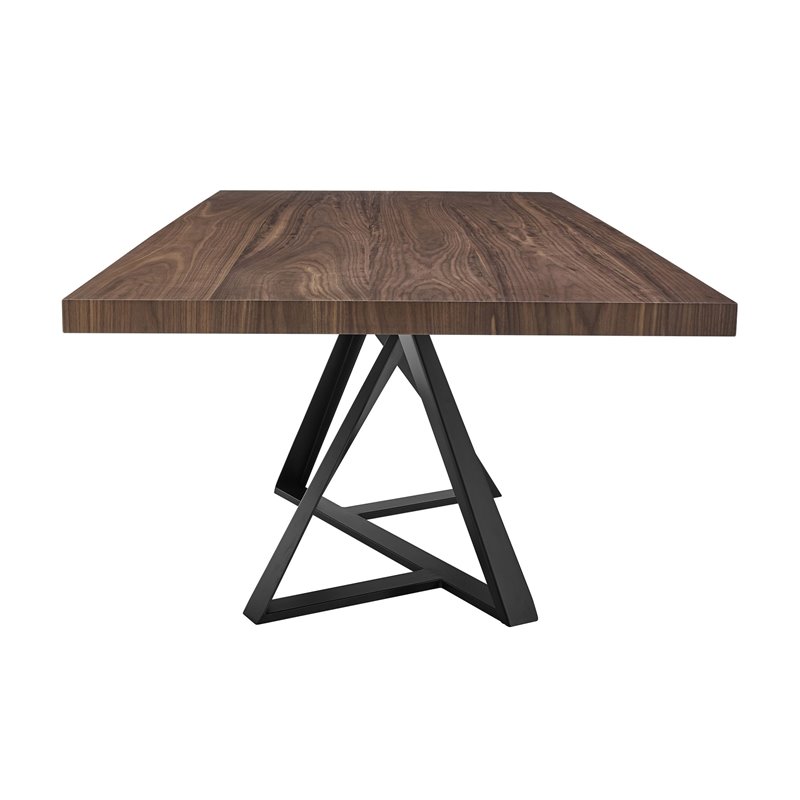 Pemberly Row Rectangular Wood & Metal Dining Table in Walnut & Black