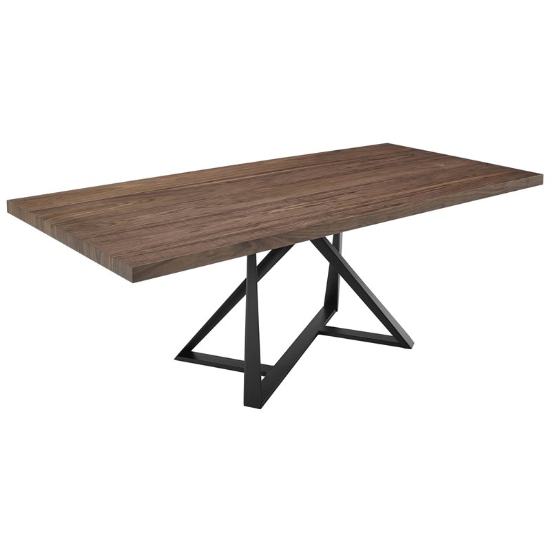 Pemberly Row Rectangular Wood & Metal Dining Table in Walnut & Black