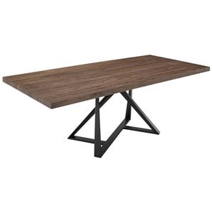 Pemberly Row Rectangular Wood & Metal Dining Table in Walnut & Black