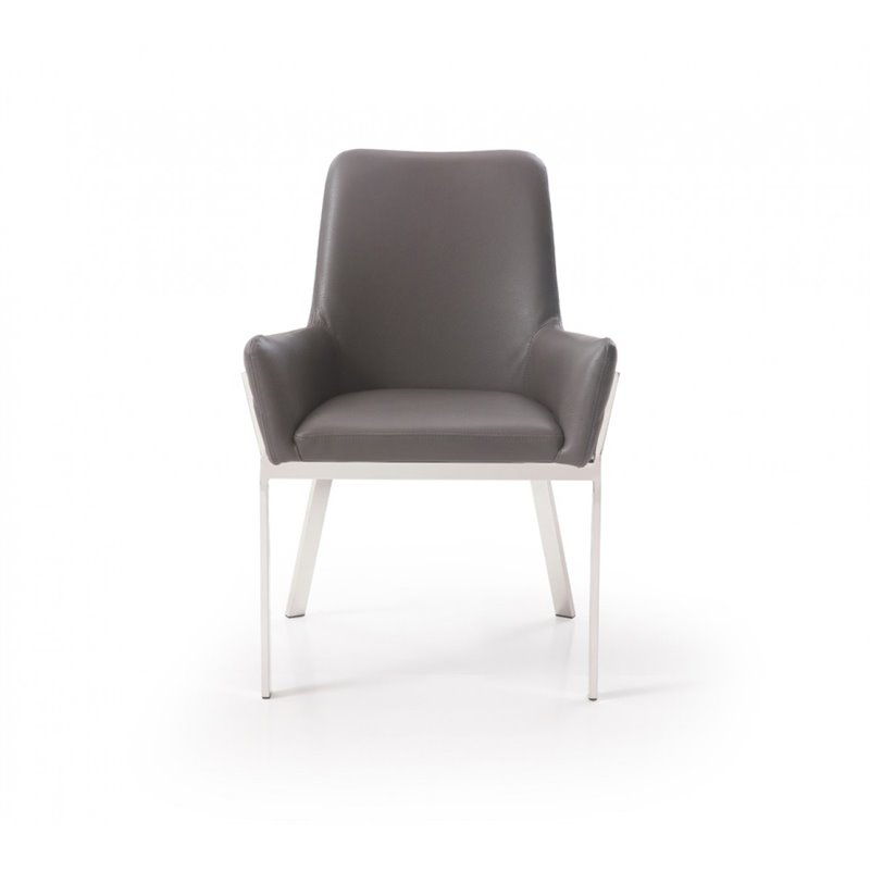 Pemberly Row Robin Modern Bonded Leather Dining Chair in Gray