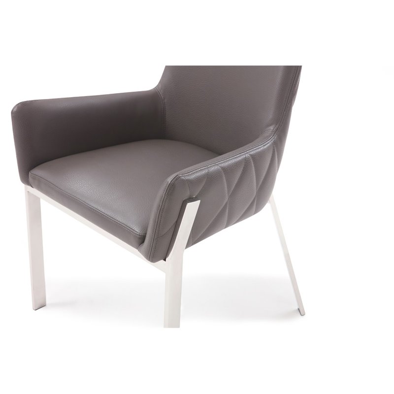Pemberly Row Robin Modern Bonded Leather Dining Chair in Gray