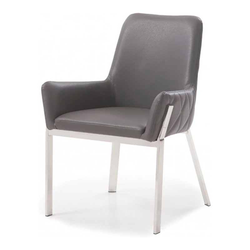 Pemberly Row Robin Modern Bonded Leather Dining Chair in Gray