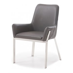 Pemberly Row Robin Modern Bonded Leather Dining Chair in Gray